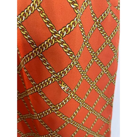 Michael Kors Womens Sleeveless Orange Top With Chain Print Size XS - Picture 4 of 15